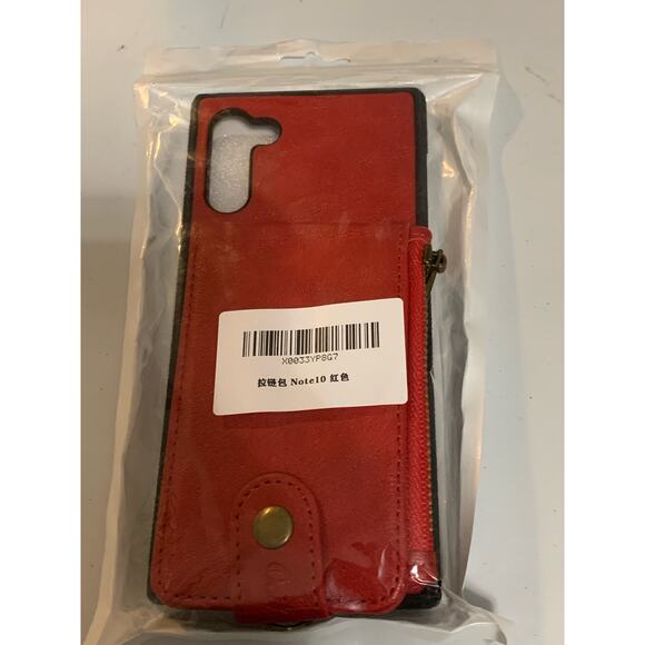 Samsung Galaxy Note 10 Wallet Phone Case Red With Strap - Picture 8 of 8